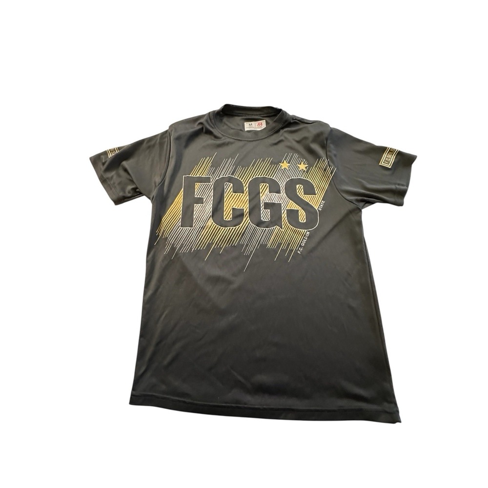 A4 Shirt Youth Medium FCGS Short Sleeve Black Soccer Golden State EUC